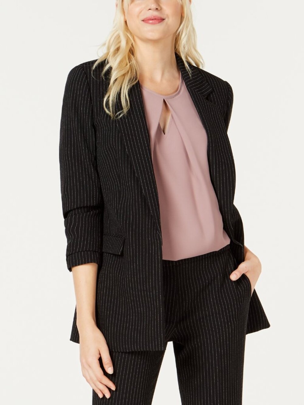 NWT BAR III Size Large Black Silver Metallic Pinstripe Blazer Jacket NEW